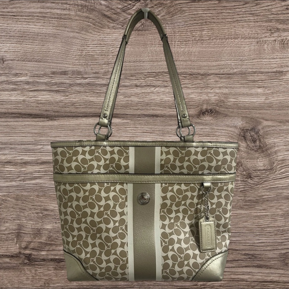 Coach Signature Tote Bag - Gold and Brown